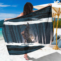 Merry Christmas Sarong Krampus in The Woods - Dark Teal - Wonder Print Shop