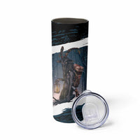 Merry Christmas Skinny Tumbler Krampus in The Woods - Dark Teal - Wonder Print Shop