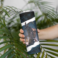 Merry Christmas Skinny Tumbler Krampus in The Woods - Dark Teal - Wonder Print Shop