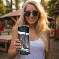 Merry Christmas Skinny Tumbler Krampus in The Woods - Dark Teal - Wonder Print Shop