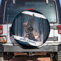 Merry Christmas Spare Tire Cover Krampus in The Woods - Dark Teal - Wonder Print Shop