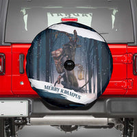 Merry Christmas Spare Tire Cover Krampus in The Woods - Dark Teal - Wonder Print Shop