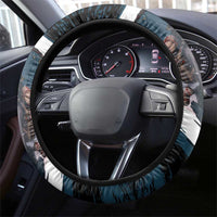 Merry Christmas Steering Wheel Cover Krampus in The Woods - Dark Teal - Wonder Print Shop