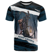 Merry Christmas T Shirt Krampus in The Woods - Dark Teal - Wonder Print Shop