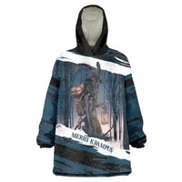 Merry Christmas Wearable Blanket Hoodie Krampus in The Woods - Dark Teal - Wonder Print Shop