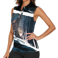 Merry Christmas Women Sleeveless Polo Shirt Krampus in The Woods - Dark Teal - Wonder Print Shop