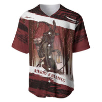 Merry Christmas Baseball Jersey Krampus in The Woods - Red LT7 - Wonder Print Shop