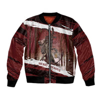 Merry Christmas Bomber Jacket Krampus in The Woods - Red LT7 - Wonder Print Shop