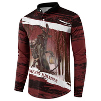 Merry Christmas Button Sweatshirt Krampus in The Woods - Red LT7 - Wonder Print Shop
