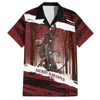 Merry Christmas Family Matching Long Sleeve Bodycon Dress and Hawaiian Shirt Krampus in The Woods - Red LT7 - Wonder Print Shop