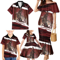 Merry Christmas Family Matching Mermaid Dress and Hawaiian Shirt Krampus in The Woods - Red LT7 - Wonder Print Shop