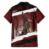 Merry Christmas Family Matching Off The Shoulder Long Sleeve Dress and Hawaiian Shirt Krampus in The Woods - Red - Wonder Print Shop