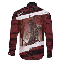Merry Christmas Family Matching Off Shoulder Short Dress and Hawaiian Shirt Krampus in The Woods - Red LT7 - Wonder Print Shop