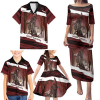 Merry Christmas Family Matching Puletasi and Hawaiian Shirt Krampus in The Woods - Red - Wonder Print Shop