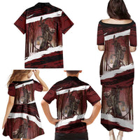 Merry Christmas Family Matching Puletasi and Hawaiian Shirt Krampus in The Woods - Red - Wonder Print Shop