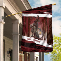Merry Christmas Garden Flag Krampus in The Woods - Red - Wonder Print Shop