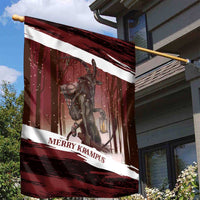 Merry Christmas Garden Flag Krampus in The Woods - Red - Wonder Print Shop