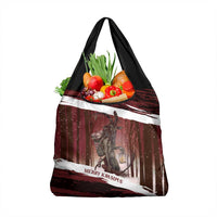 Merry Christmas Grocery Bag Krampus in The Woods - Red