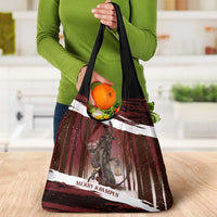 Merry Christmas Grocery Bag Krampus in The Woods - Red