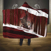 Merry Christmas Hooded Blanket Krampus in The Woods - Red
