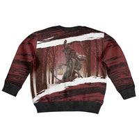 Merry Christmas Kid Ugly Christmas Sweater Krampus in The Woods - Red - Wonder Print Shop
