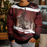 Merry Christmas Kid Ugly Christmas Sweater Krampus in The Woods - Red - Wonder Print Shop