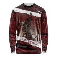 Merry Christmas Long Sleeve Shirt Krampus in The Woods - Red - Wonder Print Shop