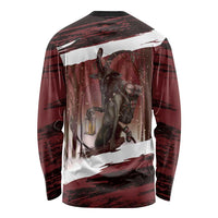 Merry Christmas Long Sleeve Shirt Krampus in The Woods - Red - Wonder Print Shop