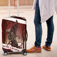 Merry Christmas Luggage Cover Krampus in The Woods - Red - Wonder Print Shop