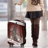 Merry Christmas Luggage Cover Krampus in The Woods - Red - Wonder Print Shop