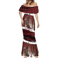 Merry Christmas Mermaid Dress Krampus in The Woods - Red - Wonder Print Shop