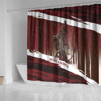 Merry Christmas Shower Curtain Krampus in The Woods - Red