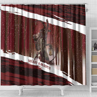 Merry Christmas Shower Curtain Krampus in The Woods - Red