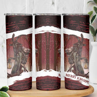 Merry Christmas Skinny Tumbler Krampus in The Woods - Red - Wonder Print Shop