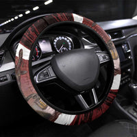 Merry Christmas Steering Wheel Cover Krampus in The Woods - Red - Wonder Print Shop