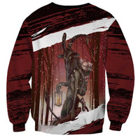 Merry Christmas Sweatshirt Krampus in The Woods - Red - Wonder Print Shop