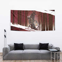 Merry Christmas Tapestry Krampus in The Woods - Red - Wonder Print Shop