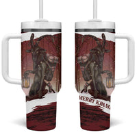 Merry Christmas Tumbler With Handle Krampus in The Woods - Red - Wonder Print Shop