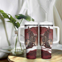Merry Christmas Tumbler With Handle Krampus in The Woods - Red - Wonder Print Shop