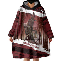 Merry Christmas Wearable Blanket Hoodie Krampus in The Woods - Red - Wonder Print Shop