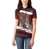 Merry Christmas Women Polo Shirt Krampus in The Woods - Red - Wonder Print Shop