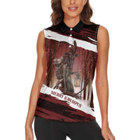 Merry Christmas Women Sleeveless Polo Shirt Krampus in The Woods - Red - Wonder Print Shop