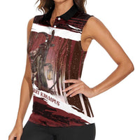 Merry Christmas Women Sleeveless Polo Shirt Krampus in The Woods - Red - Wonder Print Shop