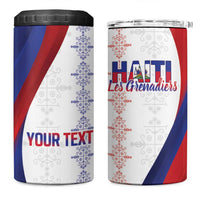 Haiti Football Les Grenadiers Personalized 4 in 1 Can Cooler Tumbler Voodoo Veve Papa Legba - Wonder Print Shop