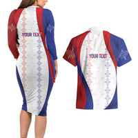 Haiti Football Les Grenadiers Personalized Couples Matching Long Sleeve Bodycon Dress and Hawaiian Shirt Voodoo Veve Papa Legba - Wonder Print Shop