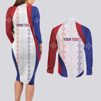 Haiti Football Les Grenadiers Personalized Couples Matching Long Sleeve Bodycon Dress and Long Sleeve Button Shirt Voodoo Veve Papa Legba - Wonder Print Shop