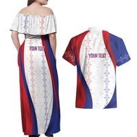 Haiti Football Les Grenadiers Personalized Couples Matching Off Shoulder Maxi Dress and Hawaiian Shirt Voodoo Veve Papa Legba - Wonder Print Shop