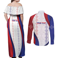 Haiti Football Les Grenadiers Personalized Couples Matching Off Shoulder Maxi Dress and Long Sleeve Button Shirt Voodoo Veve Papa Legba - Wonder Print Shop