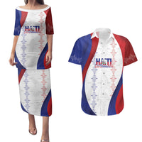 Haiti Football Les Grenadiers Personalized Couples Matching Puletasi and Hawaiian Shirt Voodoo Veve Papa Legba - Wonder Print Shop