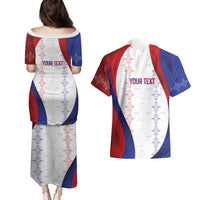 Haiti Football Les Grenadiers Personalized Couples Matching Puletasi and Hawaiian Shirt Voodoo Veve Papa Legba - Wonder Print Shop